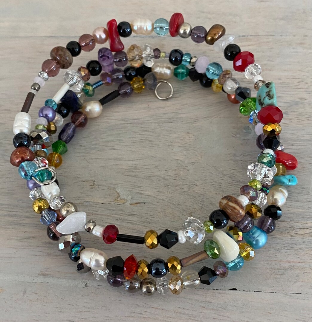 Handmade, multi color glass seed bead, memory wire wrap bracelet boho bracelet stacked bracelet wrap bracelet MakerPlace by Michaels